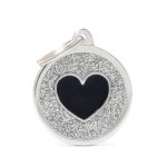 Mdaille shine grand cercle argent c?ur noir