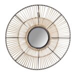 Miroir corde coloris beige m�tal - 50 x 50 x 3 cm