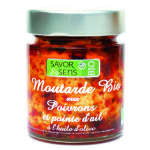 Moutarde bio aux poivrons avec une pointe d'ail 130 g Moutarde bio aux poivrons avec une pointe d'ail 130 g