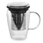Mug infuseur en verre tisani�re noir 43 cl