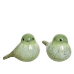 Oiseau coloris vert en terre cuite - 6, 5 x 7 cm