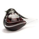 Oiseau prune et noir sulfure en verre - 6 x 8 x 13, 5 cm