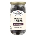 Olives noires au naturel bio gros calibre en bocal de 250 g