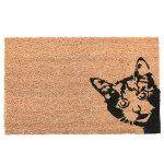 Paillasson coco marron motif chat noir 75x45x1, 5 cm
