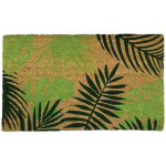 Paillasson coco motif feuilles tropicales vert 75x45x1, 7 cm