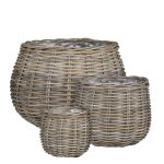 Panier rond en osier gris marcia -  58 x h 43 cm