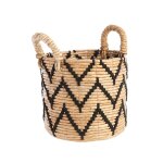 Pani�re en bananier zig zag coloris noir en feuilles de bananier taille 2 - � 38 cm