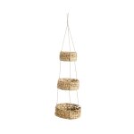 Pani�re trio � suspendre coloris marron en jacinthe d'eau naturel - 9 cm
