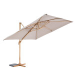 Parasol carr dport  manivelle taupe look bambou - 300 x 300 cm