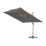 Parasol dport heat transfert effet teck en aluminium et polyester coloris anthracit