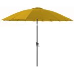 Parasol pagode  manivelle en aluminium et toile polyester jaune curry -  300 cm