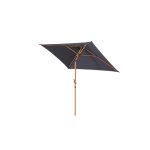 Parasol rectangulaire effet teck  manivelle en aluminium et polyester coloris anthra