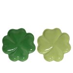 Petite assiette tr�fle coloris vert en dolomite - 15 x 15 x 2 cm