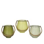 Photophore coloris vert en verre - � 13 cm