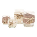 Photophore cosy coloris multicolore en verre transparent -  8 cm