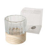 Photophore riley coloris vert en verre transparent -  9 cm
