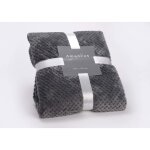 Plaid damier en polyester gris anthracite - 130 x 170 cm