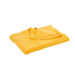 Plaid avec franges coloris jaune en coton - 130 x 170 cm