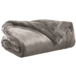 Plaid microfibre coloris gris en polyester tender vivaraise 150 x 200 cm