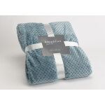 Plaid en polyester coloris bleu glacier terac damier 130 x 170 cm Plaid en polyester coloris bleu glacier terac damier 130 x 170 cm