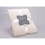 Plaid en polyester coloris crme damier 130 x 170 cm
