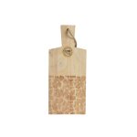Planche � d�couper fleurs coloris marron en bois de manguier - 38 x 16 cm