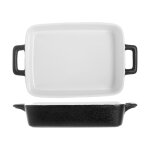Plat à four coloris noir en grès forme rectangulaire 2 anses - 17 x 23 x 5, 5 cm Plat à four coloris noir en grès forme rectangulaire 2 anses - 17 x 23 x 5, 5 cm