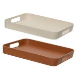 Plateau coloris marron en fibre de bambou - 33, 5 x 26 x 4, 5 cm