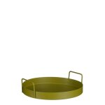 Plateau rond razz coloris vert en mtal -  25 cm