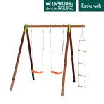 Portique en bois avec 2 balanoires et une chelle 2, 30 m