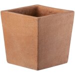 Pot carr moderne en terre cuite beige 15x15xh15 cm