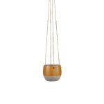 Pot � suspendre ocre en c�ramique mica d�corations resa - h 8, 5 x � 10 cm