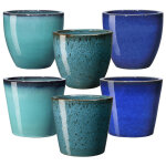 Pot vase en terre cuite émaillée bleu deroma azulejos - Ø 28 x h 24, 8 cm Pot vase en terre cuite émaillée bleu deroma azulejos - Ø 28 x h 24, 8 cm