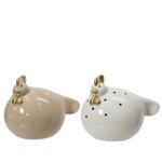 Poule dcorative coloris blanc en terre cuite - 11, 5 x 8 x 9 cm