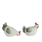 Poule dcorative coloris blanc en terre cuite - 15, 5 x 8, 5 x 12 cm