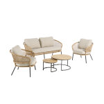 Salon de jardin coloris beige en aluminium phnix - 4 lments (canap, table basse