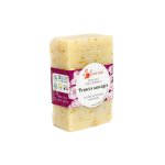 Savon solide exfoliant pensées sauvages huile de noyau d'abricot et fleurs de pensé Savon solide exfoliant pensées sauvages huile de noyau d'abricot et fleurs de pensé