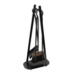 Serviteur de chemine noir en acier 50 x 27 x 15 cm