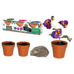 Set de 3 pots en bambou avec graines et terre plante plante - 9, 5 cm