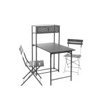 Set balcon table et chaises en acier graphite