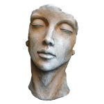 Statue de visage de femme effet demi - rouille coloris gris 115 cm