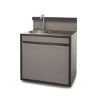 Support �vier en acier ferm� noir et gris de 90 x 64, 5 x 112, 8 cm