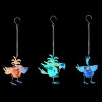 Suspension solaire � ressort forme oiseau en m�tal et plastique � led