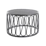 Table basse coloris noir en rotin - 60 x 60 x 45 cm
