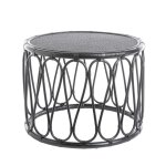 Table basse coloris noir en rotin - 80 x 80 x 50 cm