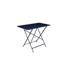 Table pliante bistro en acier coloris bleu abysse de 95 x 57 x 74 cm