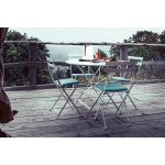 Table ronde pliante bistro fermob en acier coloris blanc coton  96 cm