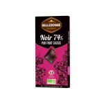 Tablette de chocolat noir 74 % fourr au cassis bio - 100 g