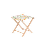 Tabouret pliant en bois de htre et toile polyester / coton multicolore np cration col