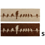 Tapis coco motif oiseaux sur cble marron 75x25 cm
